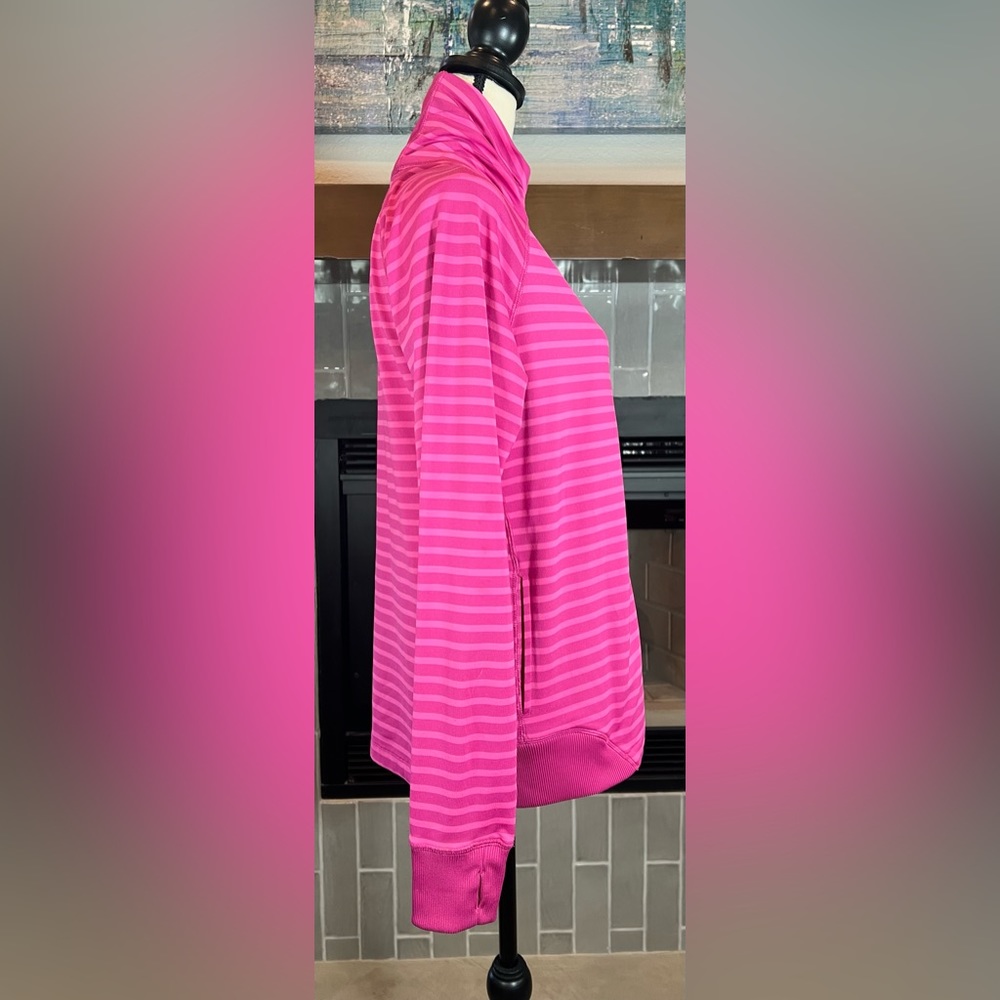 #799 Abacus Golf Pink Stripped Full Zip Mulligan Jacket Large - Picture 6 of 9